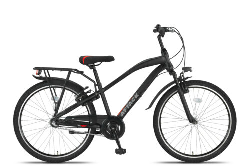Altec Attack Plus 24 Inch Jongensfiets 3 versnellingen Mat Zwart